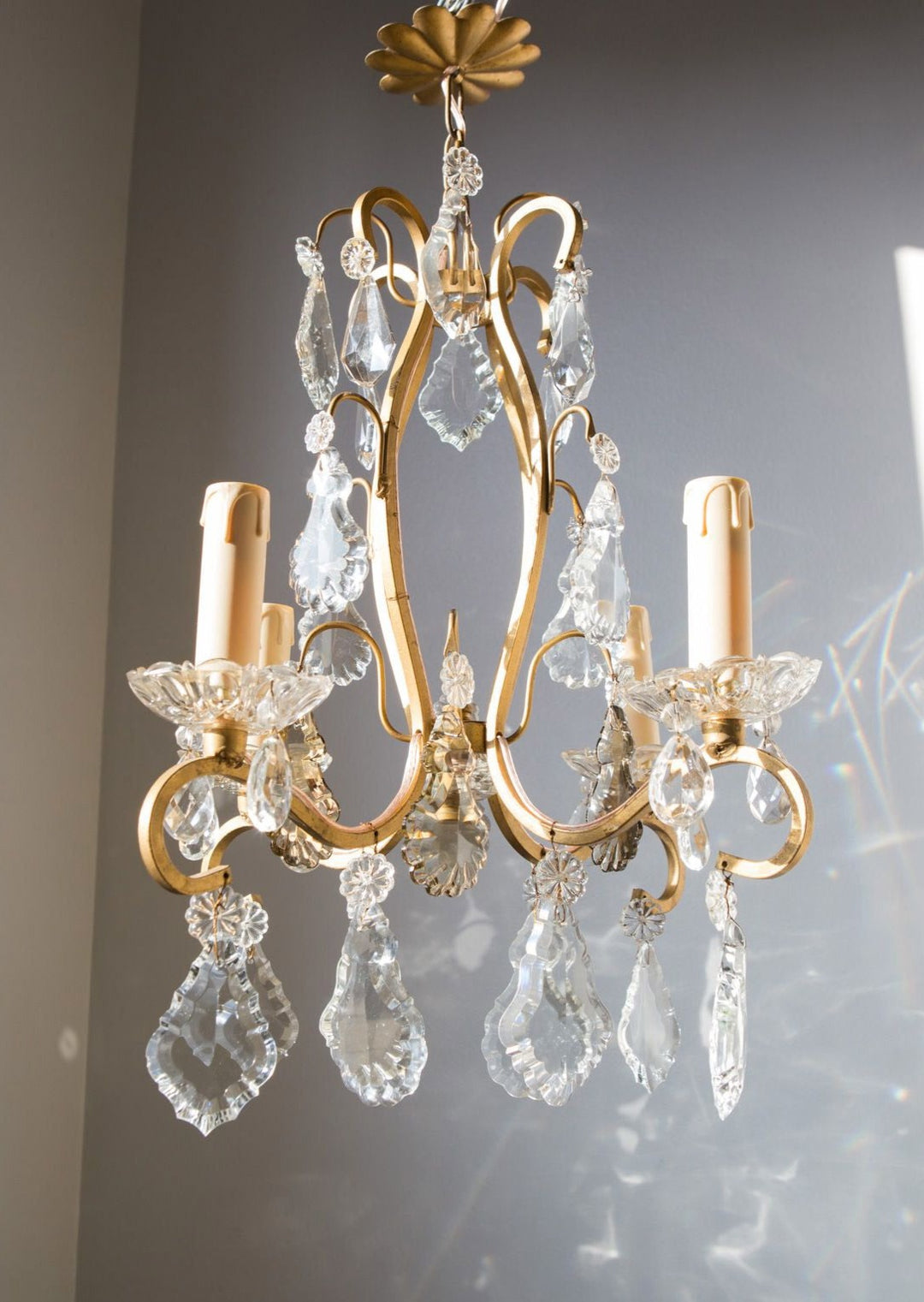 antigua lámpara de techo francesa con cristales antique vintage french chandelier