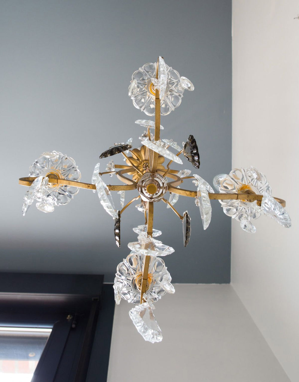 antigua lámpara de techo francesa con cristales antique vintage french chandelier