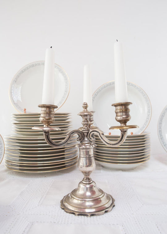 candelabro francés antiguo bronce plateado