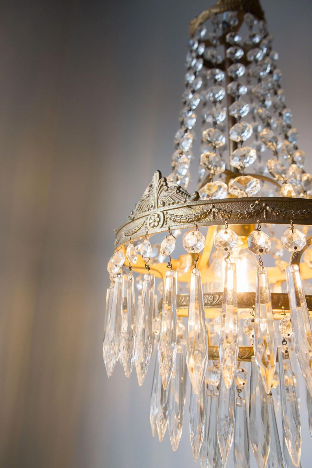 antigua lámpara de techo araña francesa con cristales antique vintage french chandelier lustre ancien