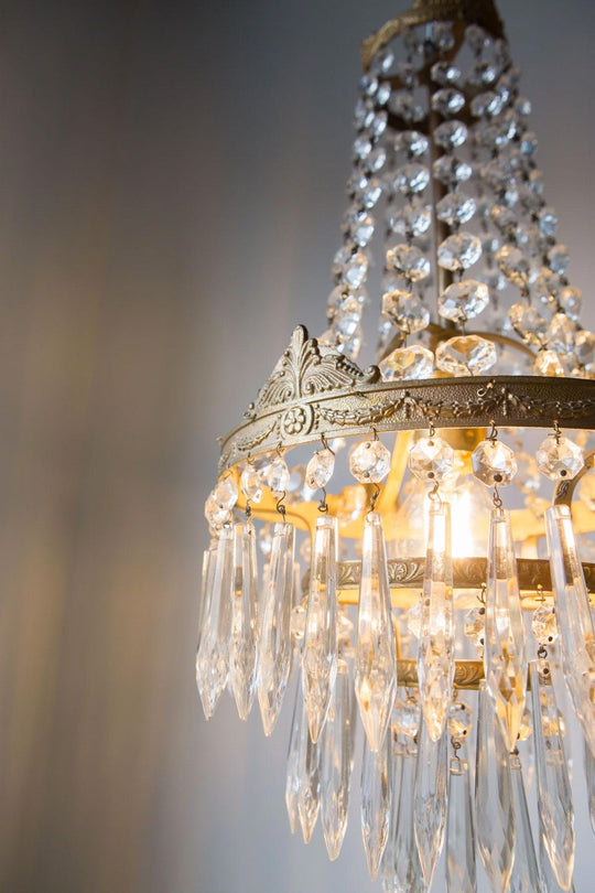 antigua lámpara de techo araña francesa con cristales antique vintage french chandelier lustre ancien