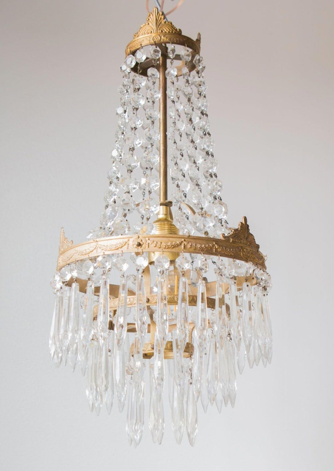 antigua lámpara de techo araña francesa con cristales antique vintage french chandelier lustre ancien