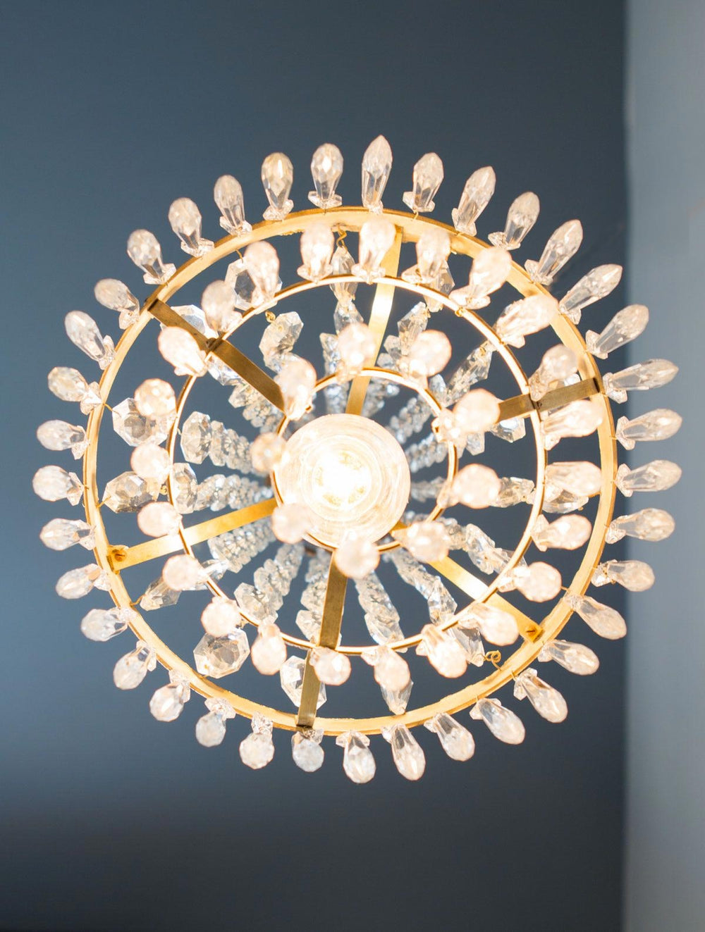 antigua lámpara de techo araña francesa con cristales antique vintage french chandelier lustre ancien