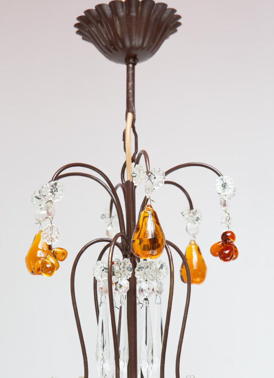 lampara techo italiana cristales ambar vintage