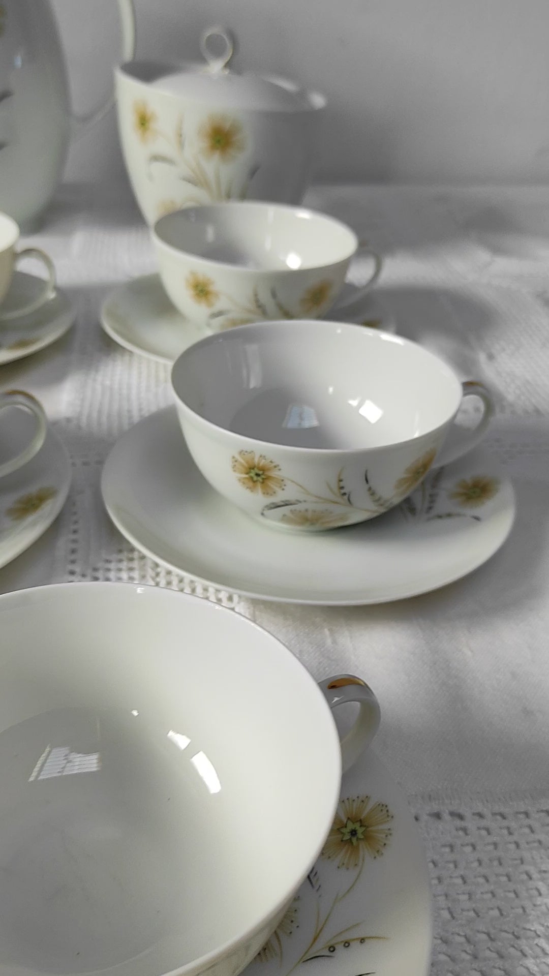 Juego de té para 8 porcelana francesa Limoges UNIC años 1960 (20 PIEZAS)