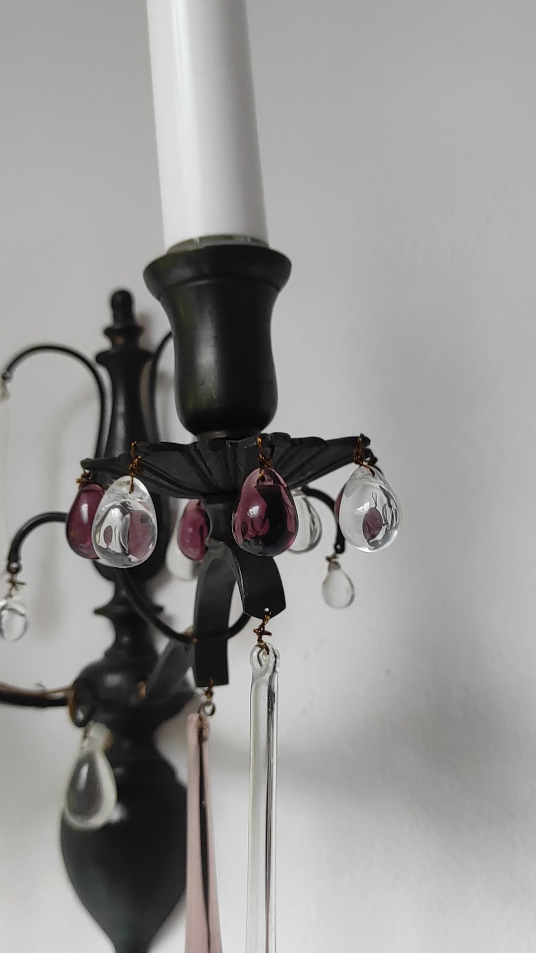 pareja antiguos apliques franceses con cristales laton patinado sconces