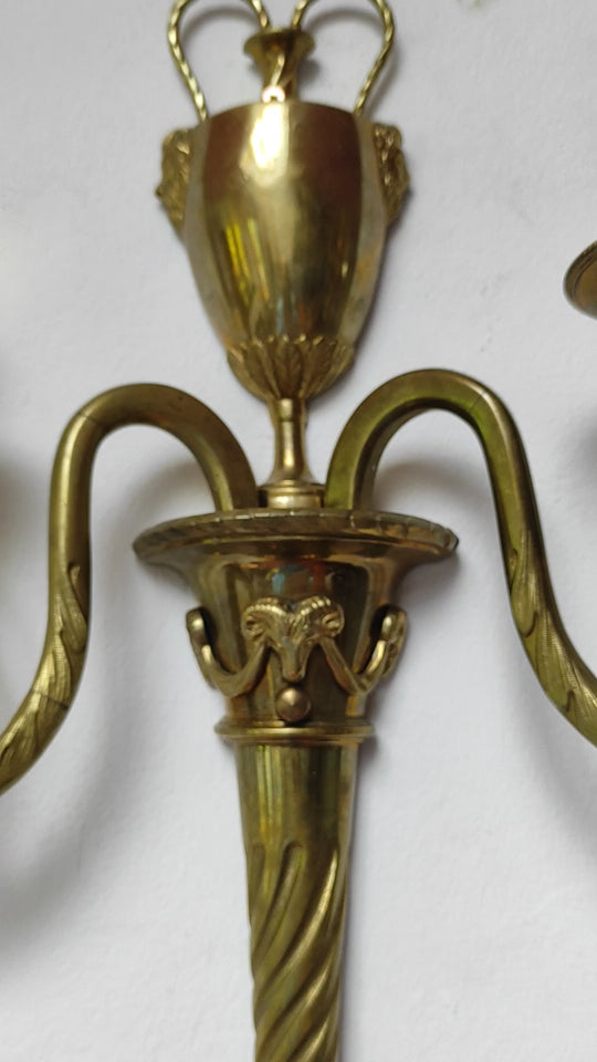 pareja antiguos candelabros laton s. xix estilo louis xvi candleholders