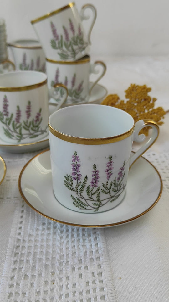 Juego café porcelana Hackefors PARA 12 "Ljung Calluna vulgaris" brezo c. 1950 (39 PIEZAS)