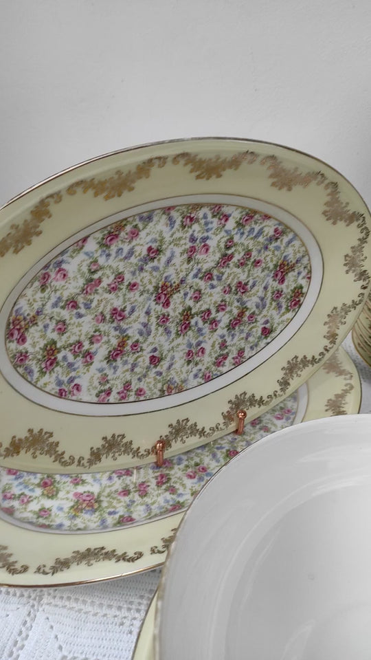 gran vajilla francesa antigua porcelana limoges 60 piezas florecillas para 12