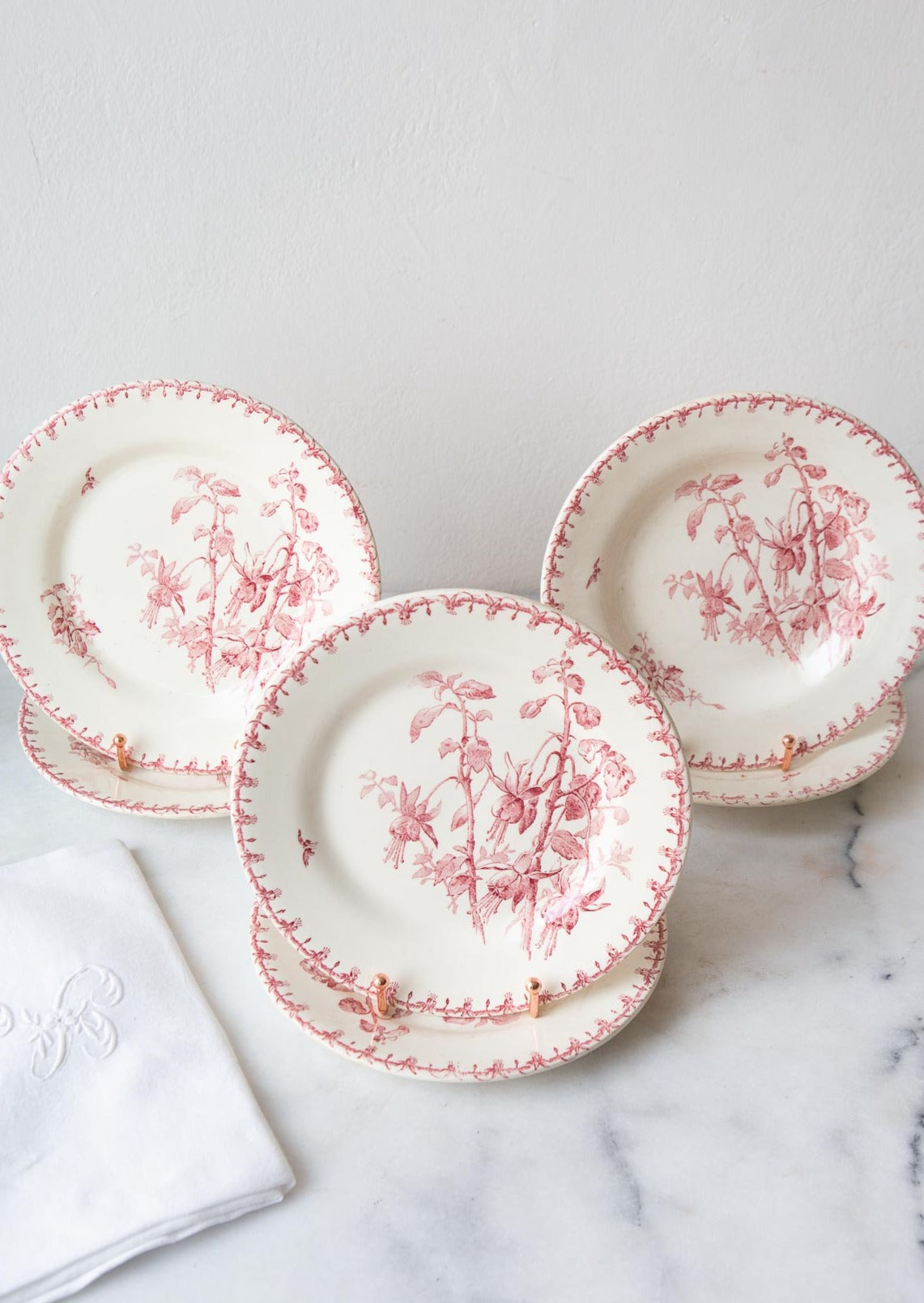 Juego platos antiguos terre de fer GIEN aprox. 1900 French dinner plates