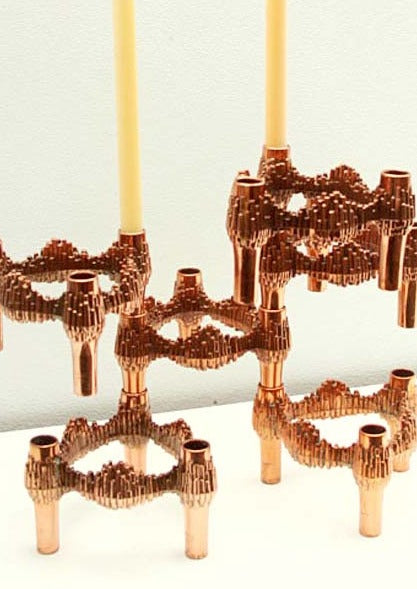 Candelabros alemanes apilables metal cromado años 60/70 vintage candleholder cobre copper