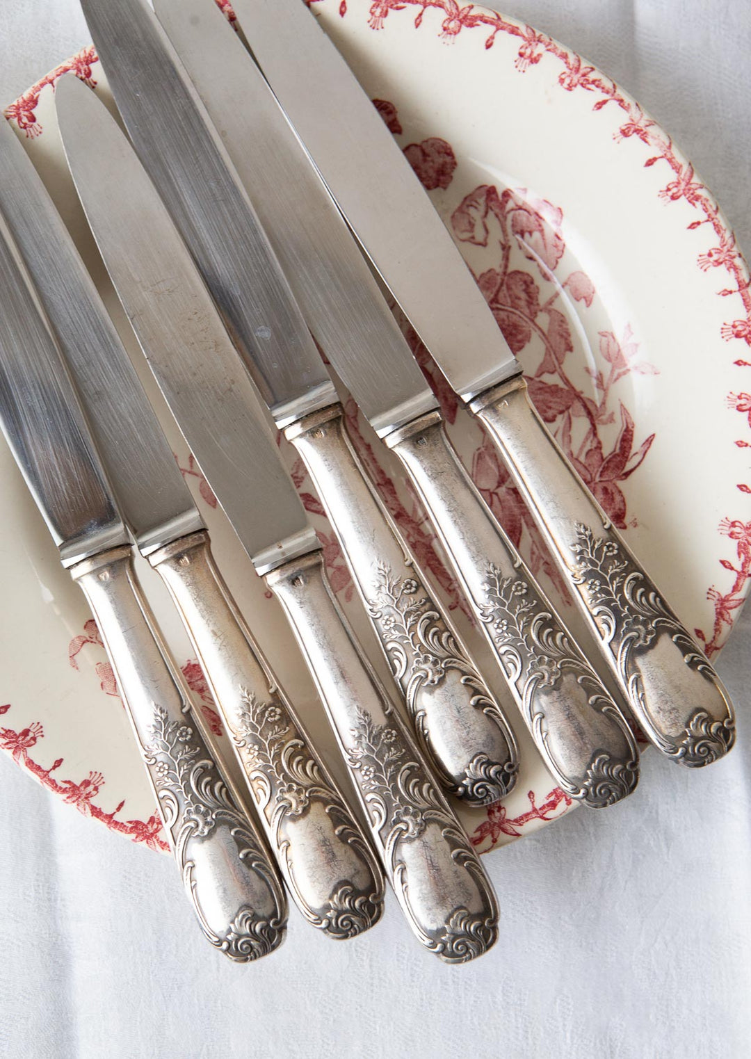 antiguos cuchillos franceses metal plateado french knives