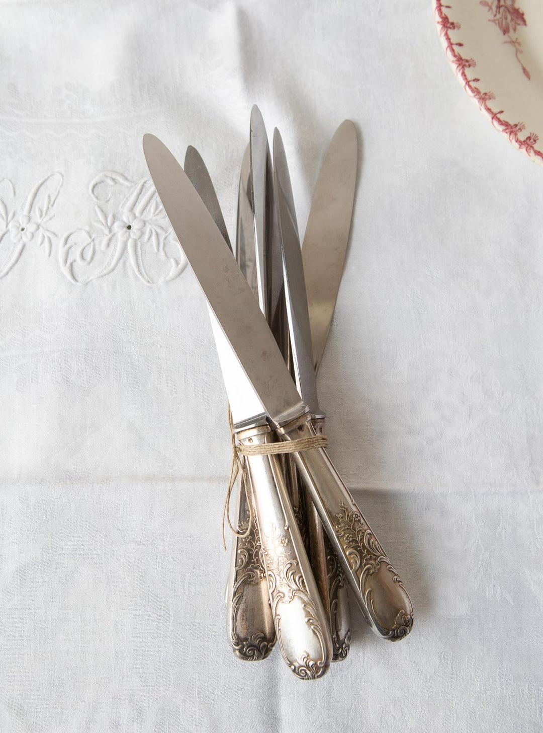 Juego de 6 antiguos cuchillos franceses metal plateado (12 DISPONIBLES)
