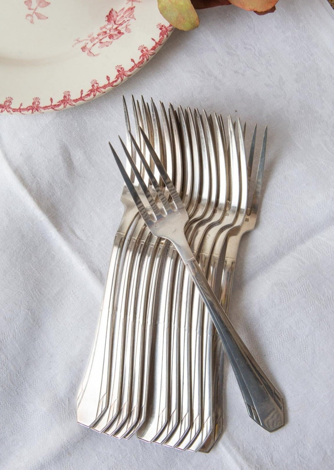 juego tenedores franceses metal plateado french forks
