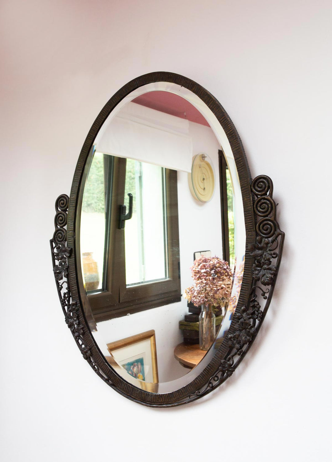 Antiguo espejo frances hierro negro art deco antique french mirror