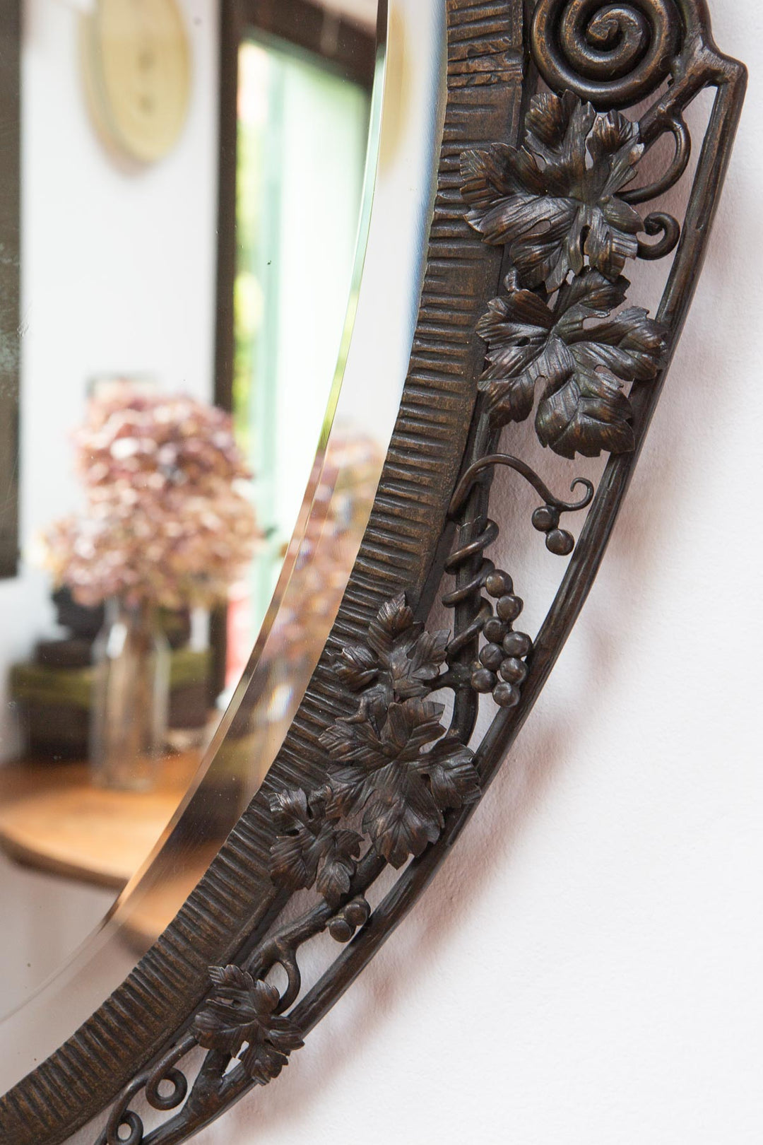 Antiguo espejo frances hierro negro art deco antique french mirror+
