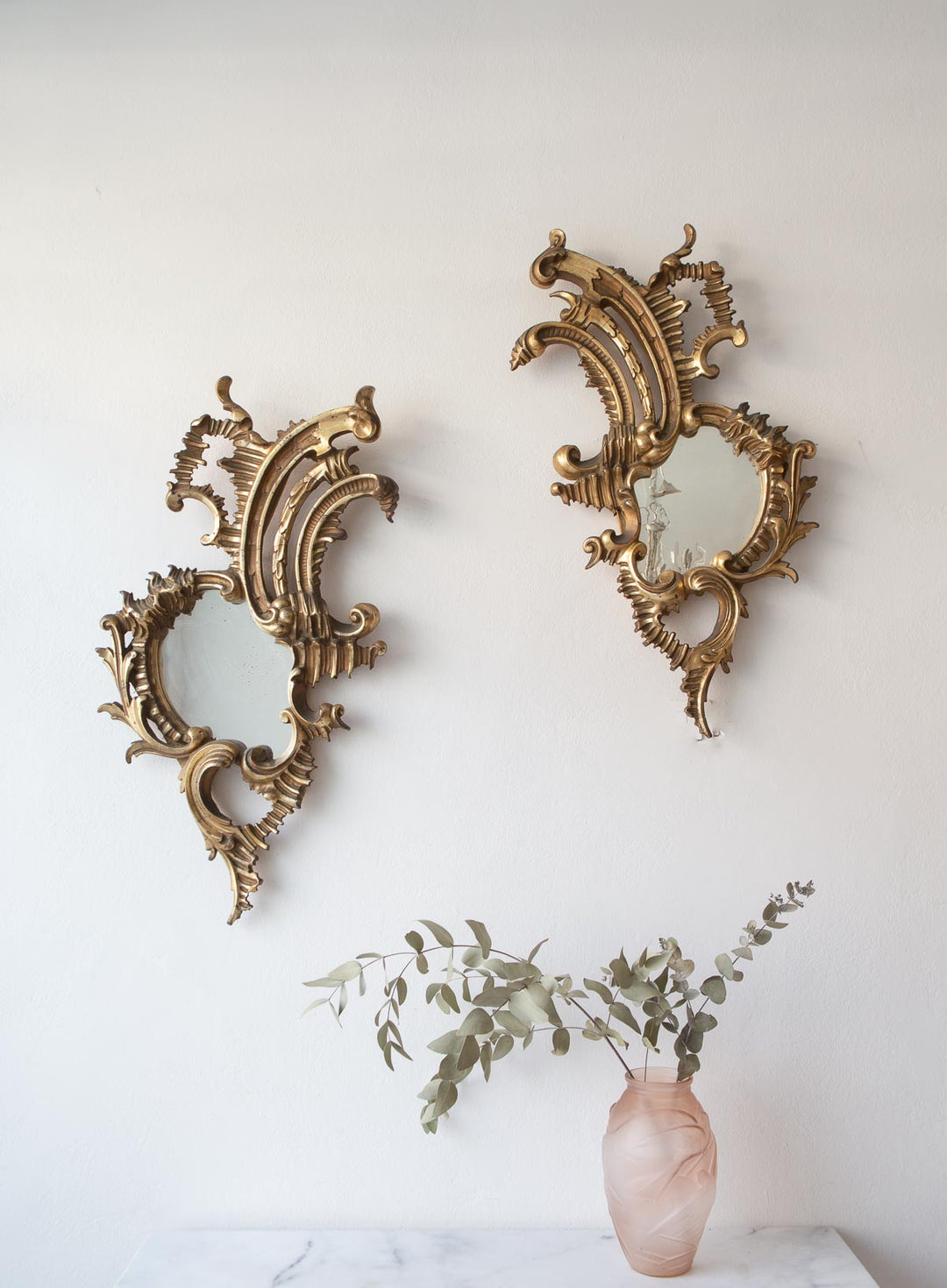 Pareja antiguos espejos dorados cornucopia antique french gilded mirrors