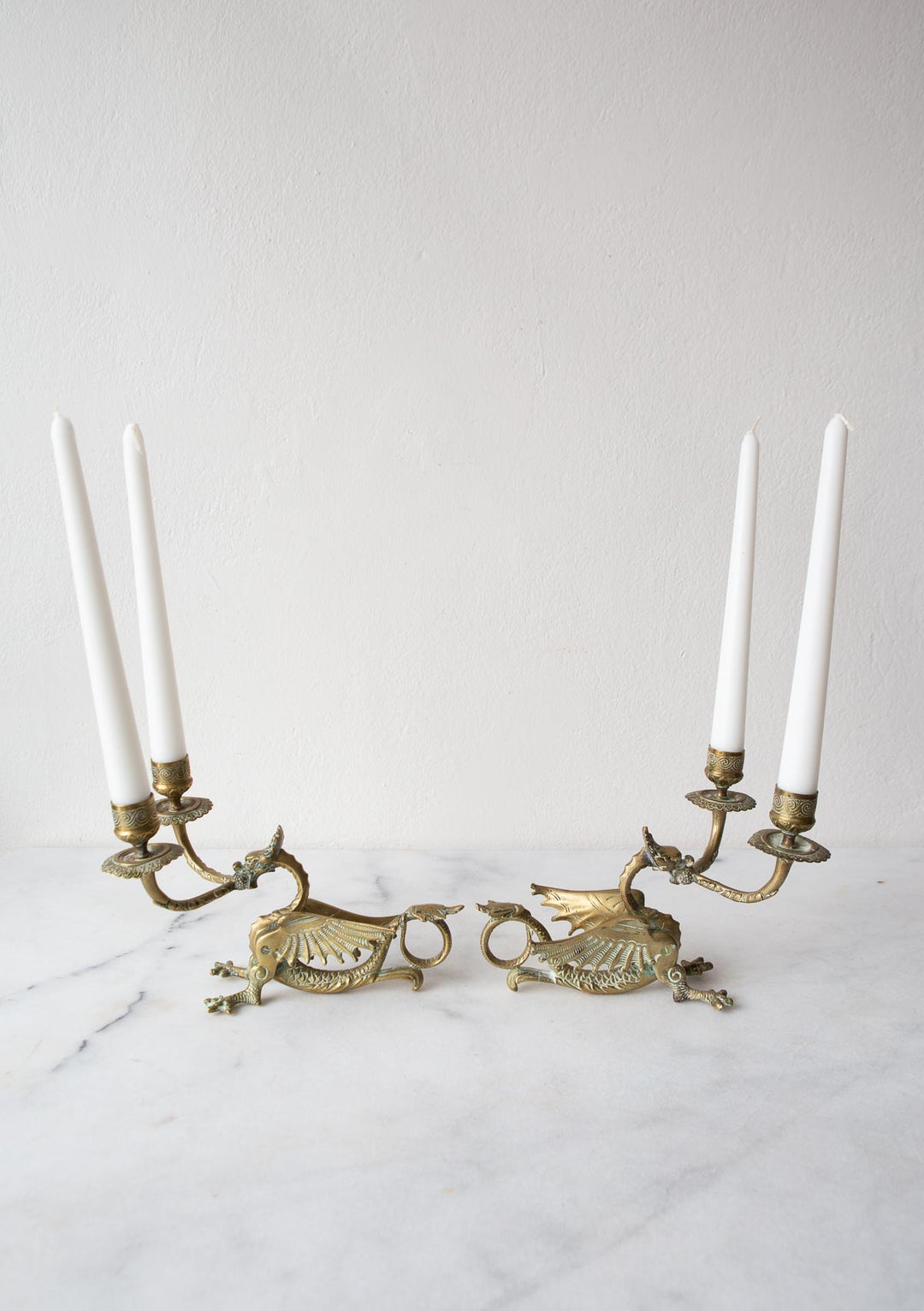 Antiguos candeleros quimeras o dragones. Francia aprox. 1900 antique French dragon candleholders