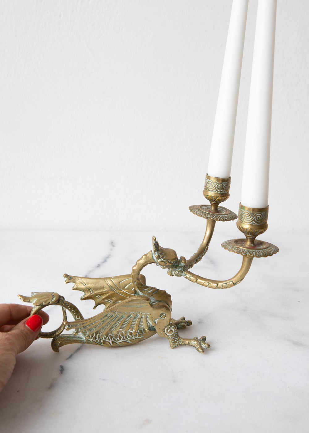 Antiguos candeleros quimeras o dragones. Francia aprox. 1900 antique French dragon candleholders
