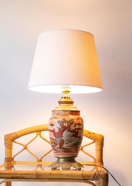 Lámpara de mesa porcelana y bronce "chinos" finales s. XIX (54 cm)