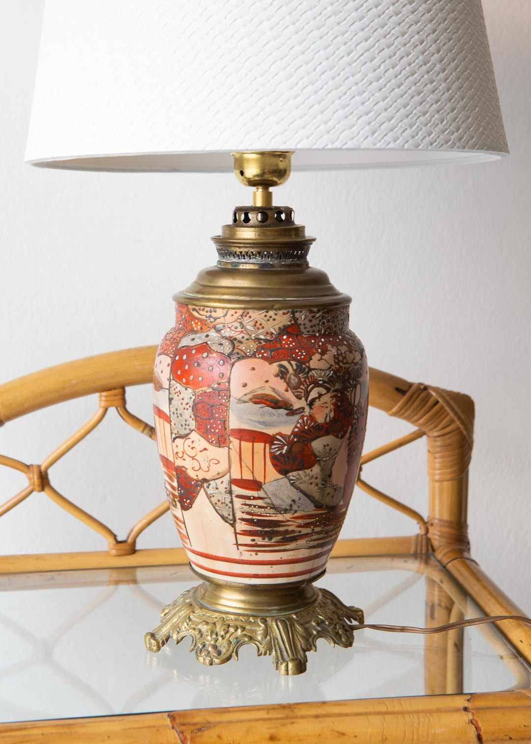 Lámpara de mesa porcelana y bronce "chinos" finales s. XIX (54 cm)