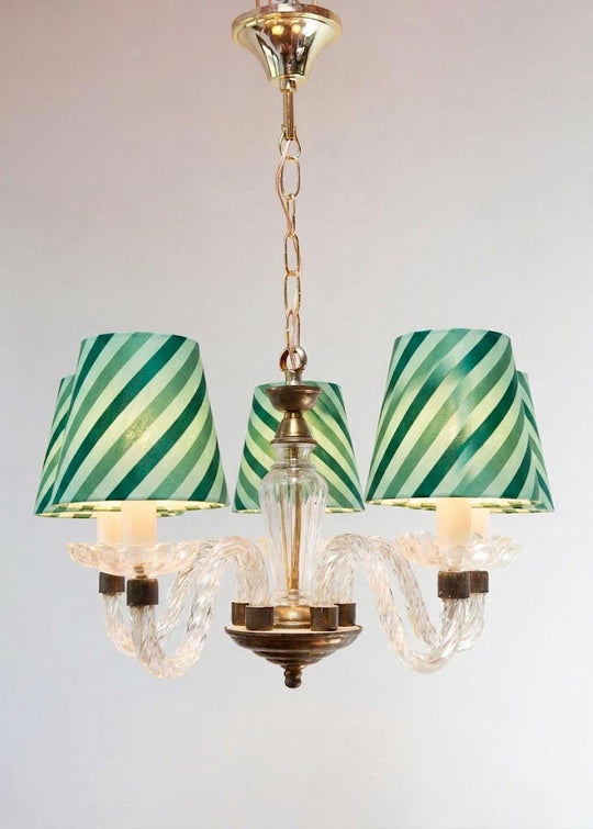 Lámpara techo 5 brazos cristal estilo veneciano c. 1950s (42 cm)