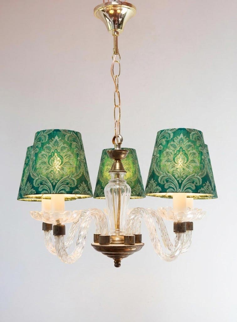 Lámpara techo 5 brazos cristal estilo veneciano c. 1950s (42 cm)