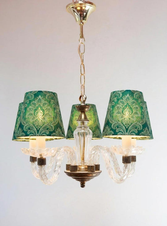 Lámpara techo 5 brazos cristal estilo veneciano c. 1950s (42 cm)