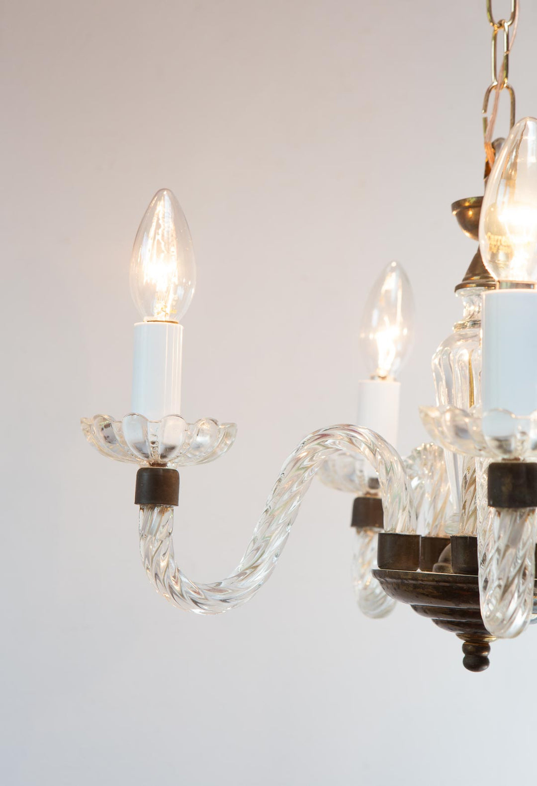 Lámpara techo 5 brazos cristal estilo veneciano c. 1950s (42 cm)