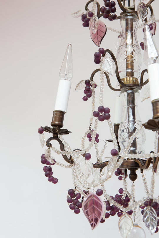 lámpara techo antigua araña francesa cristales gotas antique french chandelier with murano glass drop lustre ancien  vintageandchic