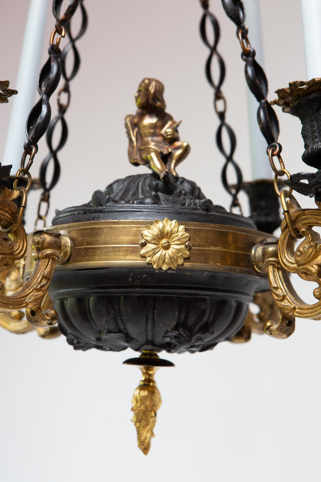 Candelabro techo sueco Imperio s. XIX 4 velas swedish candelabra