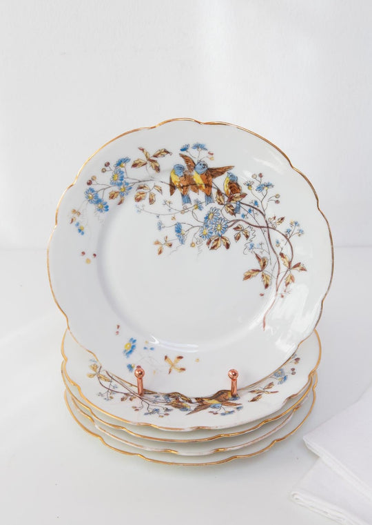 Juego 5 platos postre porcelana Vieux Paris fin s. XIX