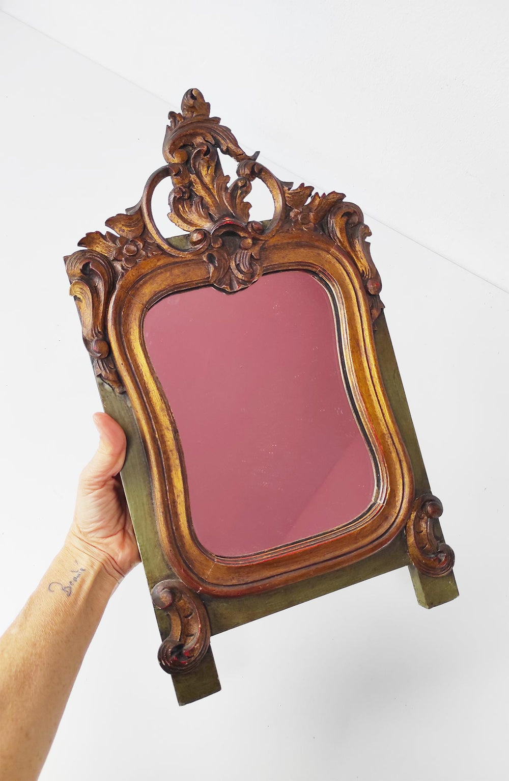 Pequeño espejo francés madera tallada estilo Louis XV s. XX (VENDIDO)