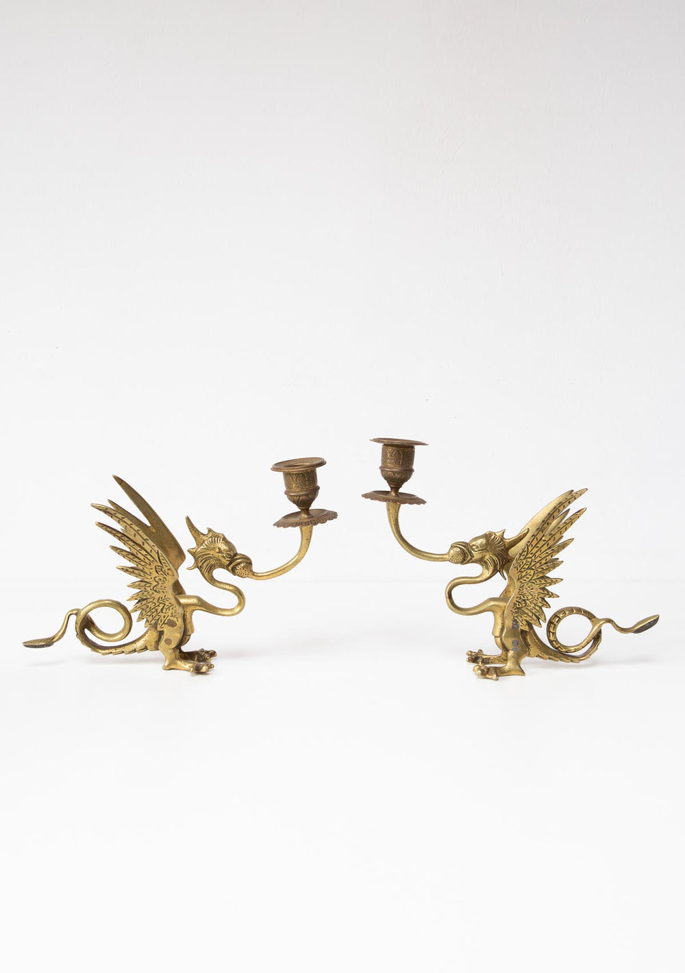 Antiguos candeleros quimeras o dragones. Francia aprox. 1900 antique French dragon candlesticks