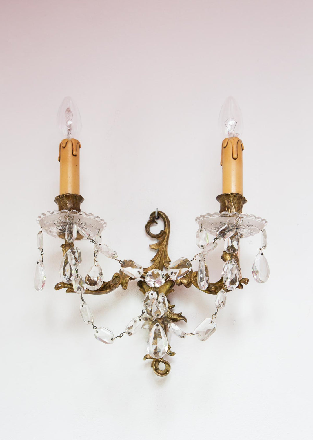 Pareja antiguos apliques de bronce y cristal pair of antique french bronze wall lights