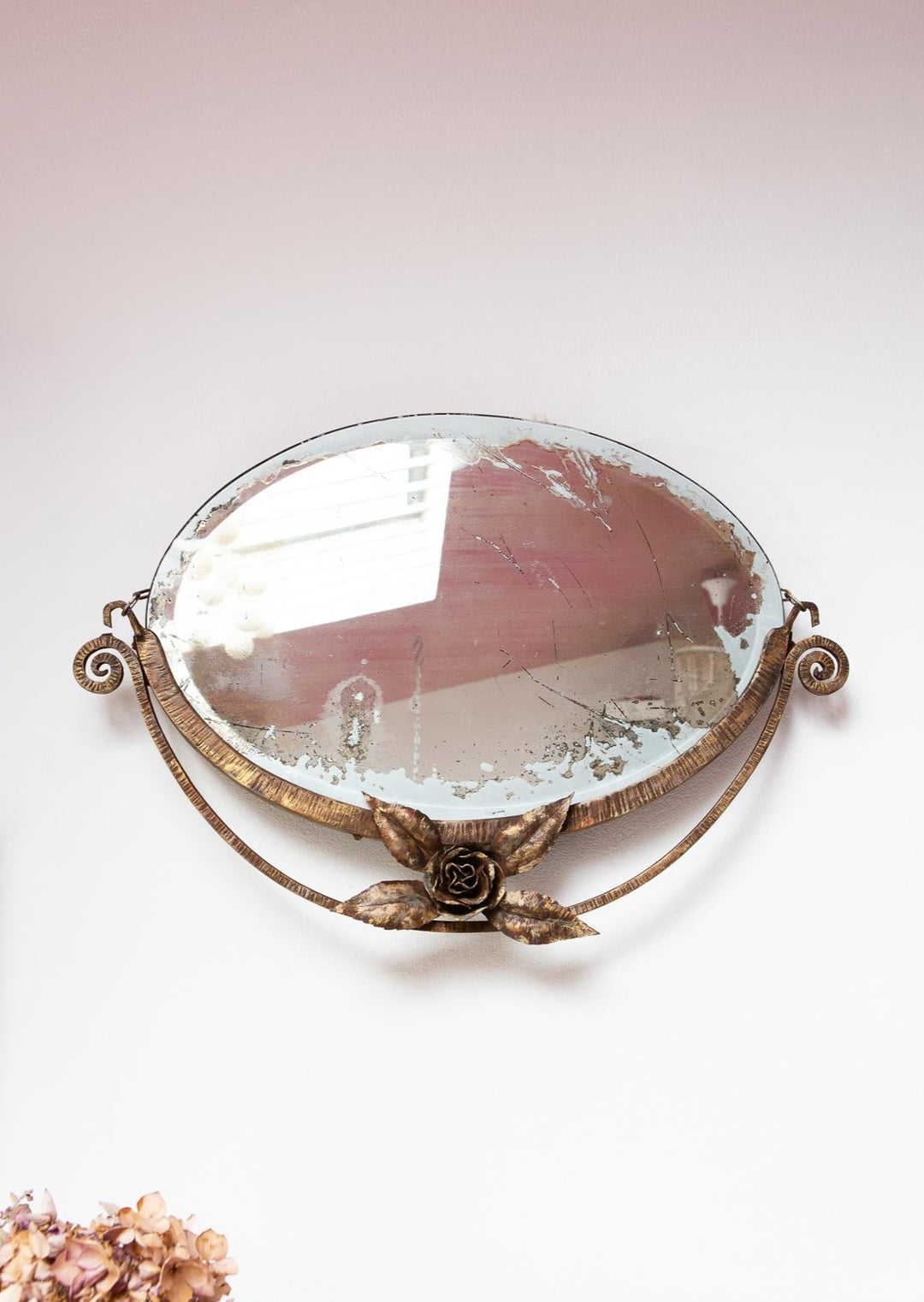 Antiguo espejo francés ovalado art decó