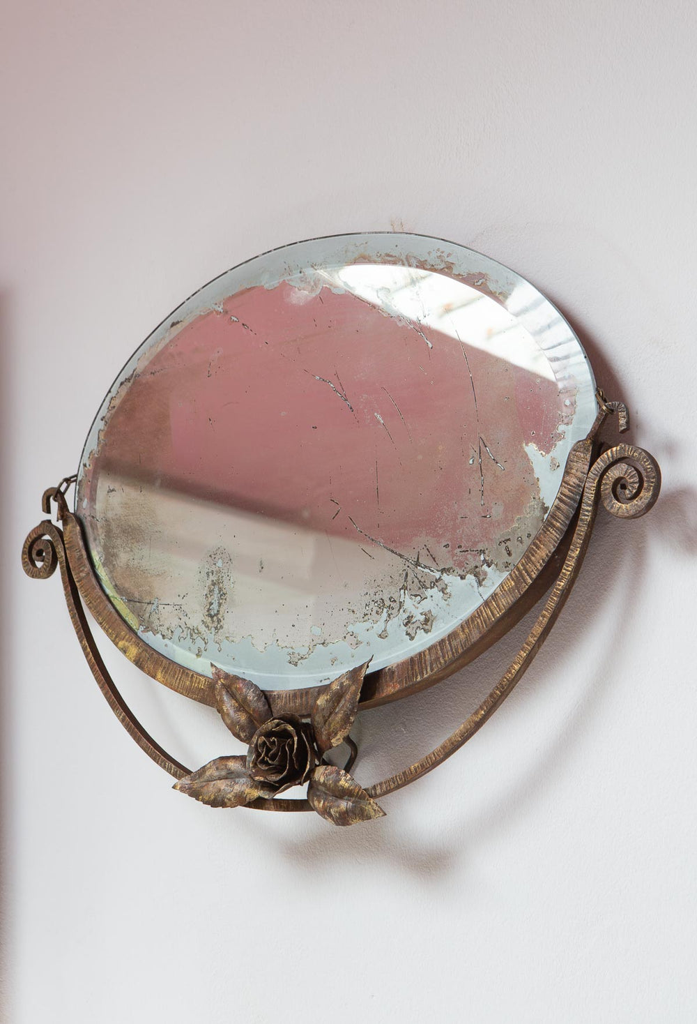 Antiguo espejo francés ovalado art decó (57,5 cm)