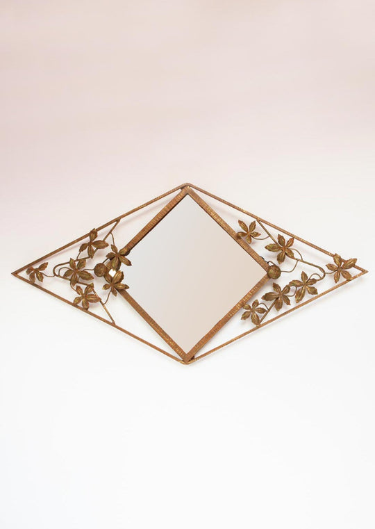 Antiguo espejo art decó francés romboidal hierro