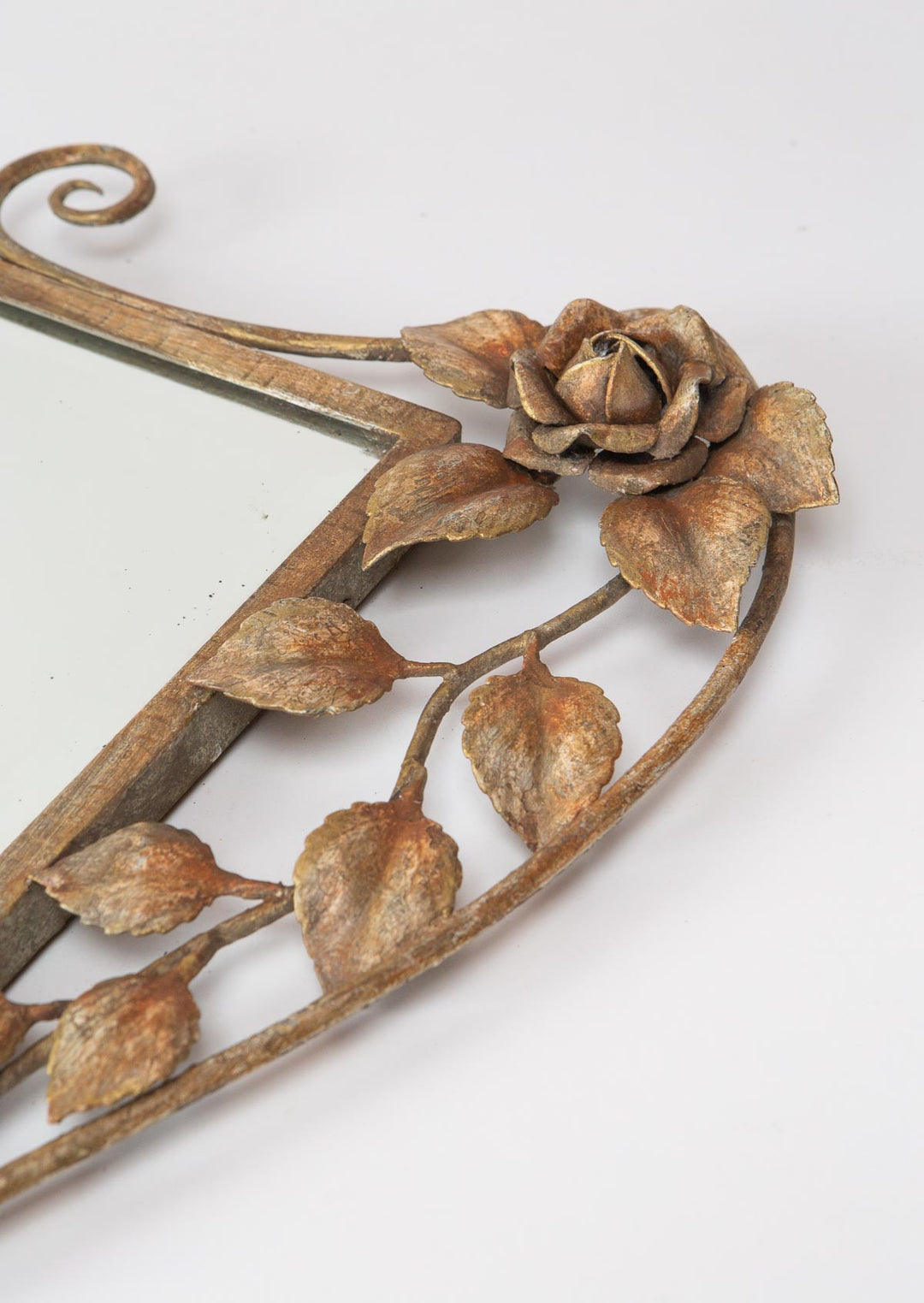 Antiguo espejo art decó hierro flores
