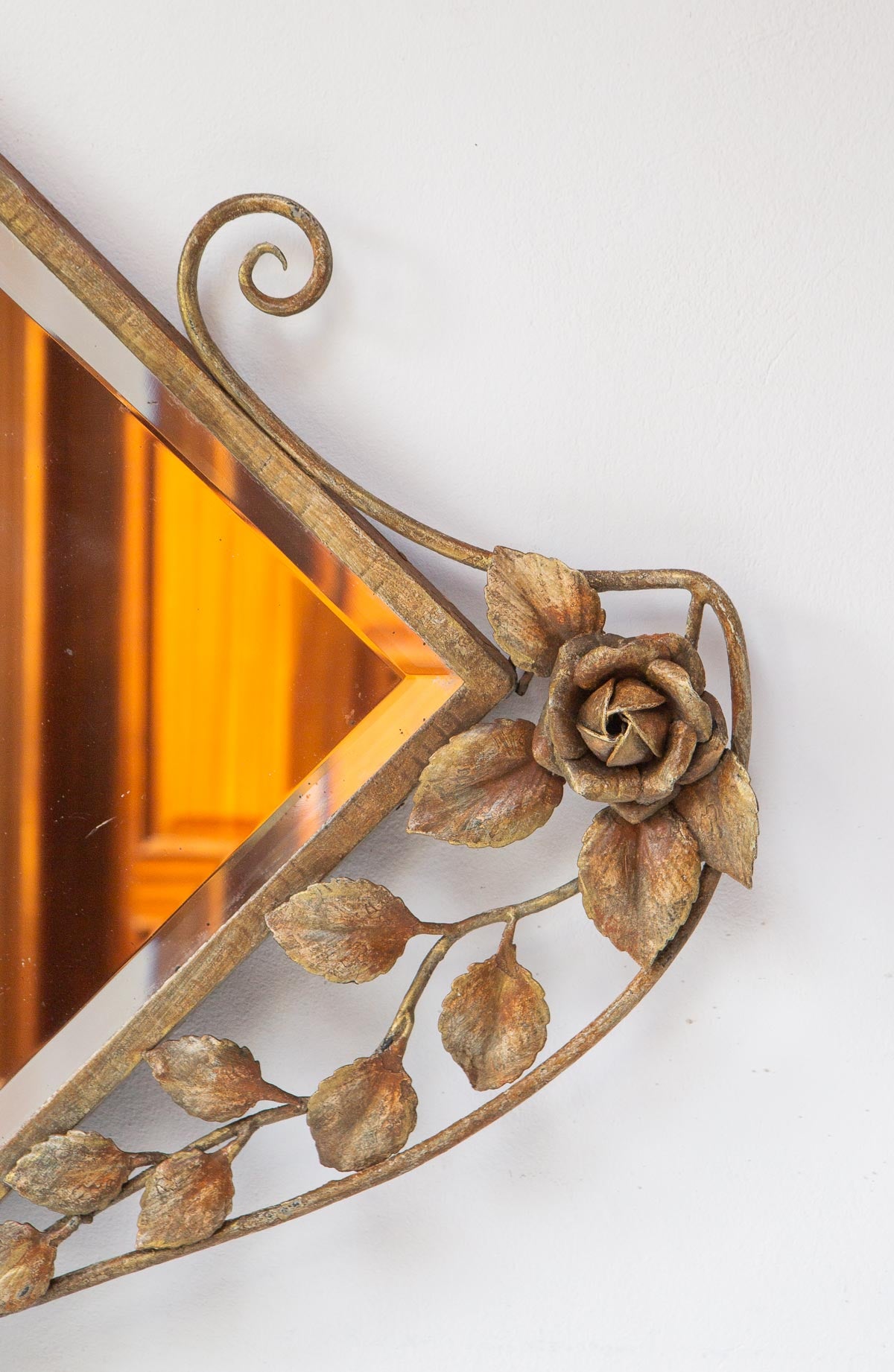 Antiguo espejo art decó hierro flores (78 cm) – Vintage&Chic