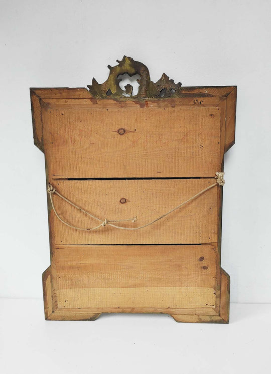 Espejo francés antiguo madera dorada Napoleón III finales s. XIX (74*53 cm)