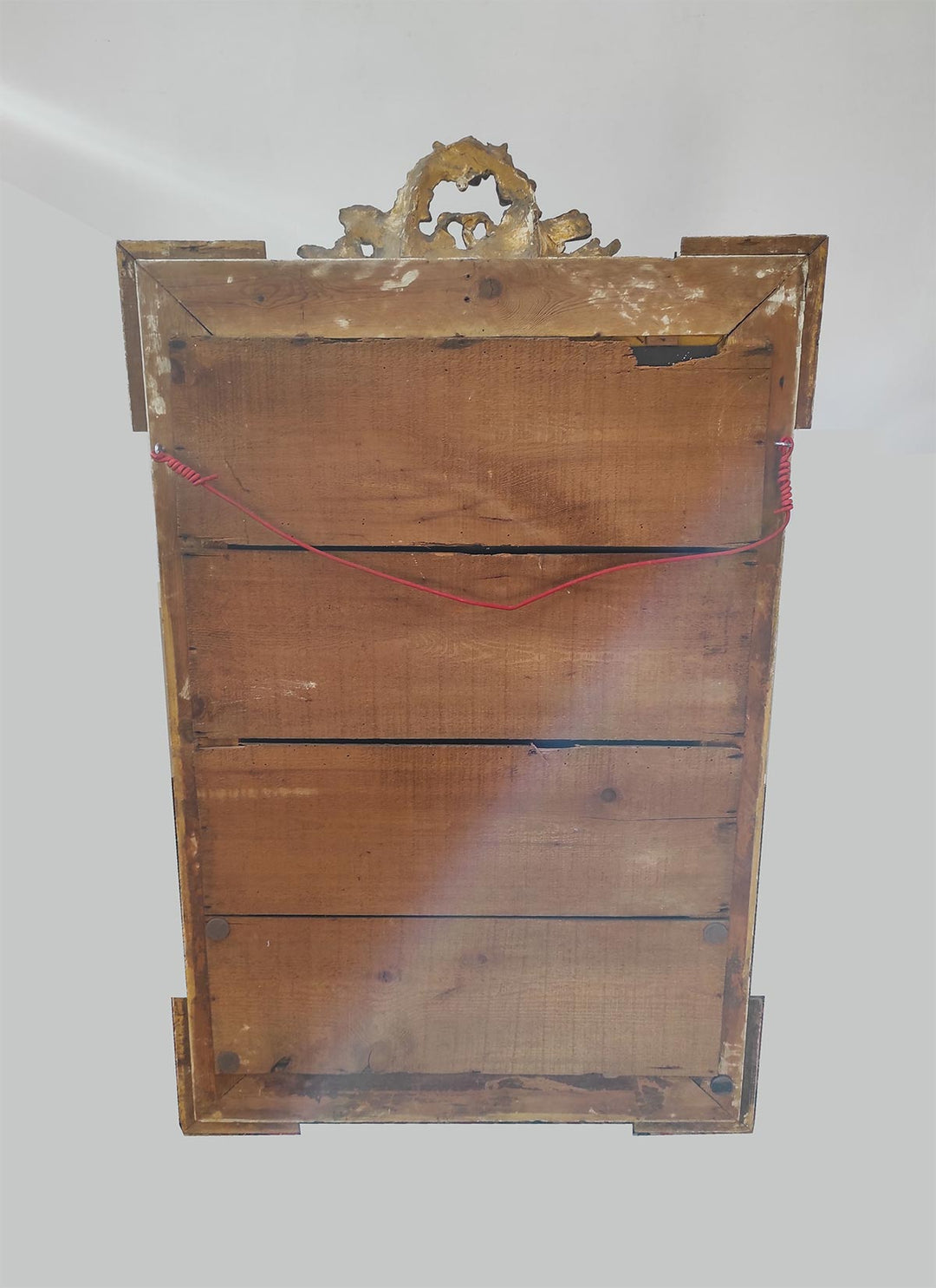 Espejo francés antiguo madera dorada con copete Napoleon III s. XIX (126*76 cm)