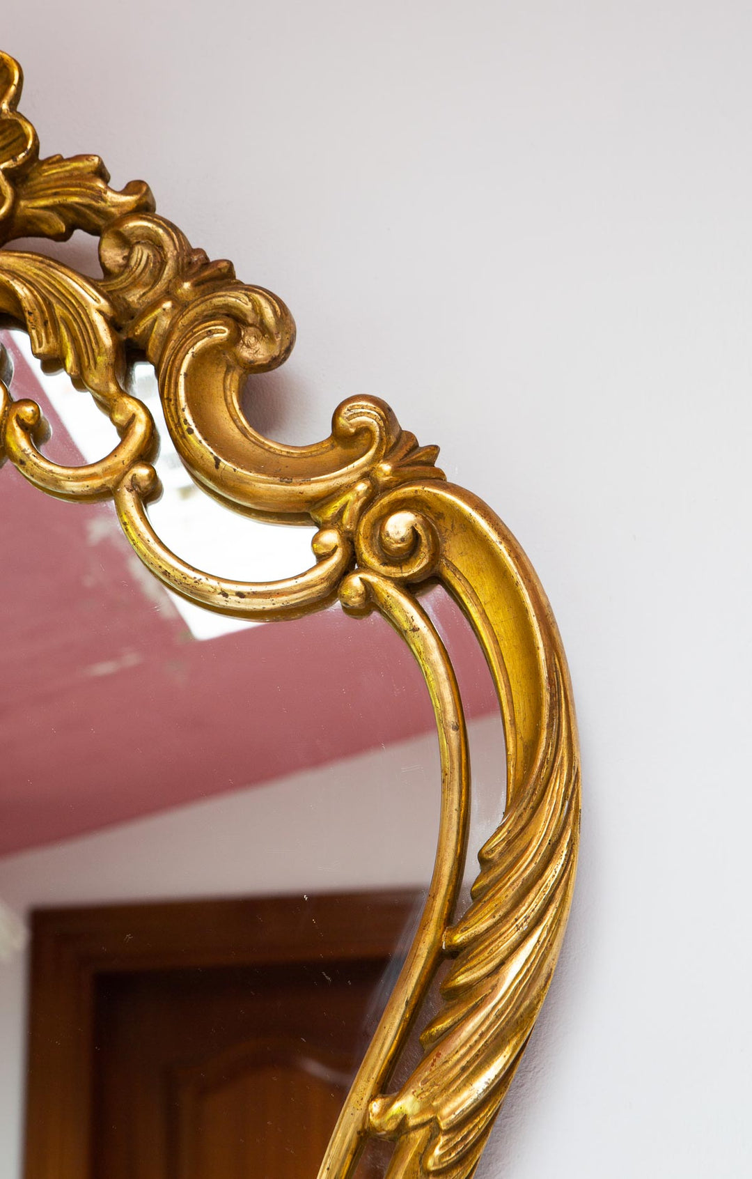 espejo dorado vintage luis xv con copete gold french mirror 