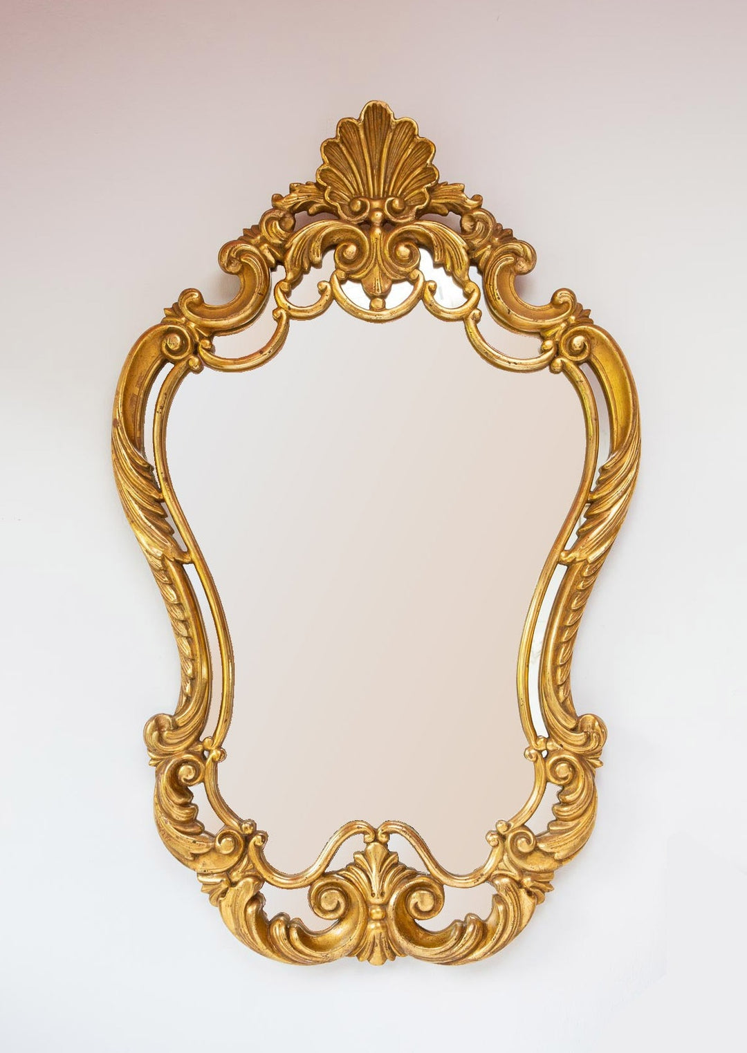 antiguo espejo francés dorado vintage luis xv con copete gold french mirror 