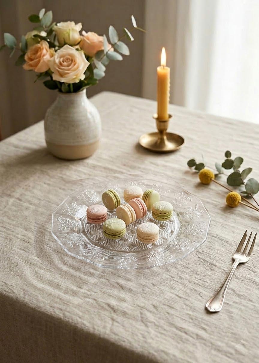 Plato con pie cristal prensado BACCARAT Ronces | Eglantier c. 1900