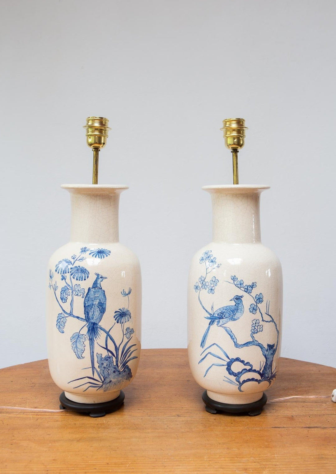 pareja lamparas de mesa chinas cerámica jarrones 