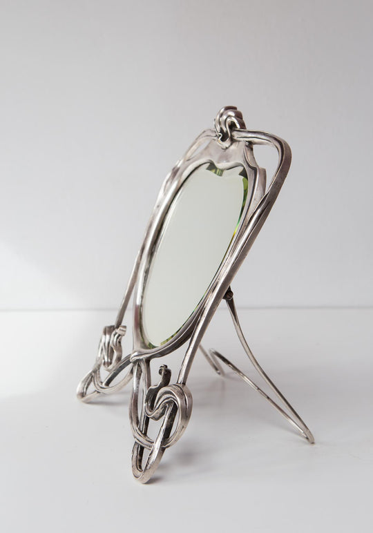 Antiguo espejo francés art nouveau bronce plateado french mirror