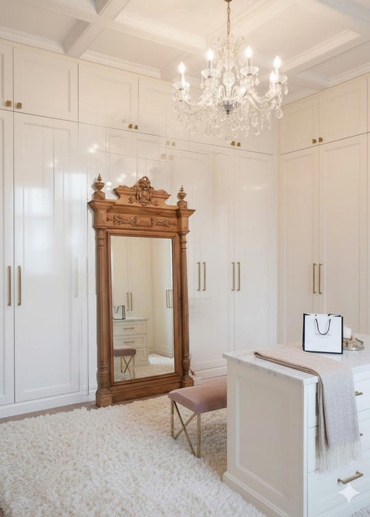 Gran espejo antiguo de madera natural cristal biselado c. 1900 (166*86 cm)