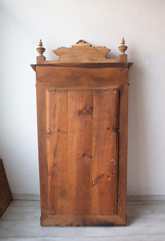 Gran espejo antiguo de madera natural cristal biselado c. 1900 (166*86 cm)