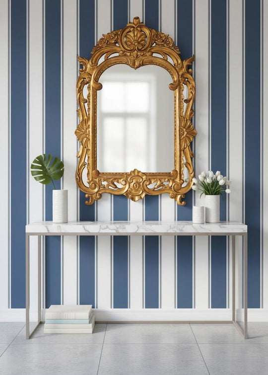 Antiguo espejo dorado francés estilo barroco (105 cm)